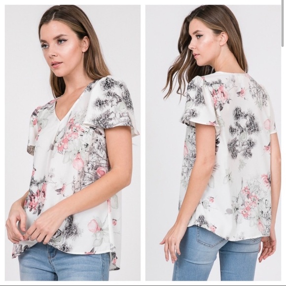Tops - White Floral Tee